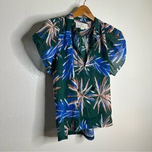 NWT Trovata Birds of Paradis Cotton Ramie Short Sleeve Lightweight Blouse Top